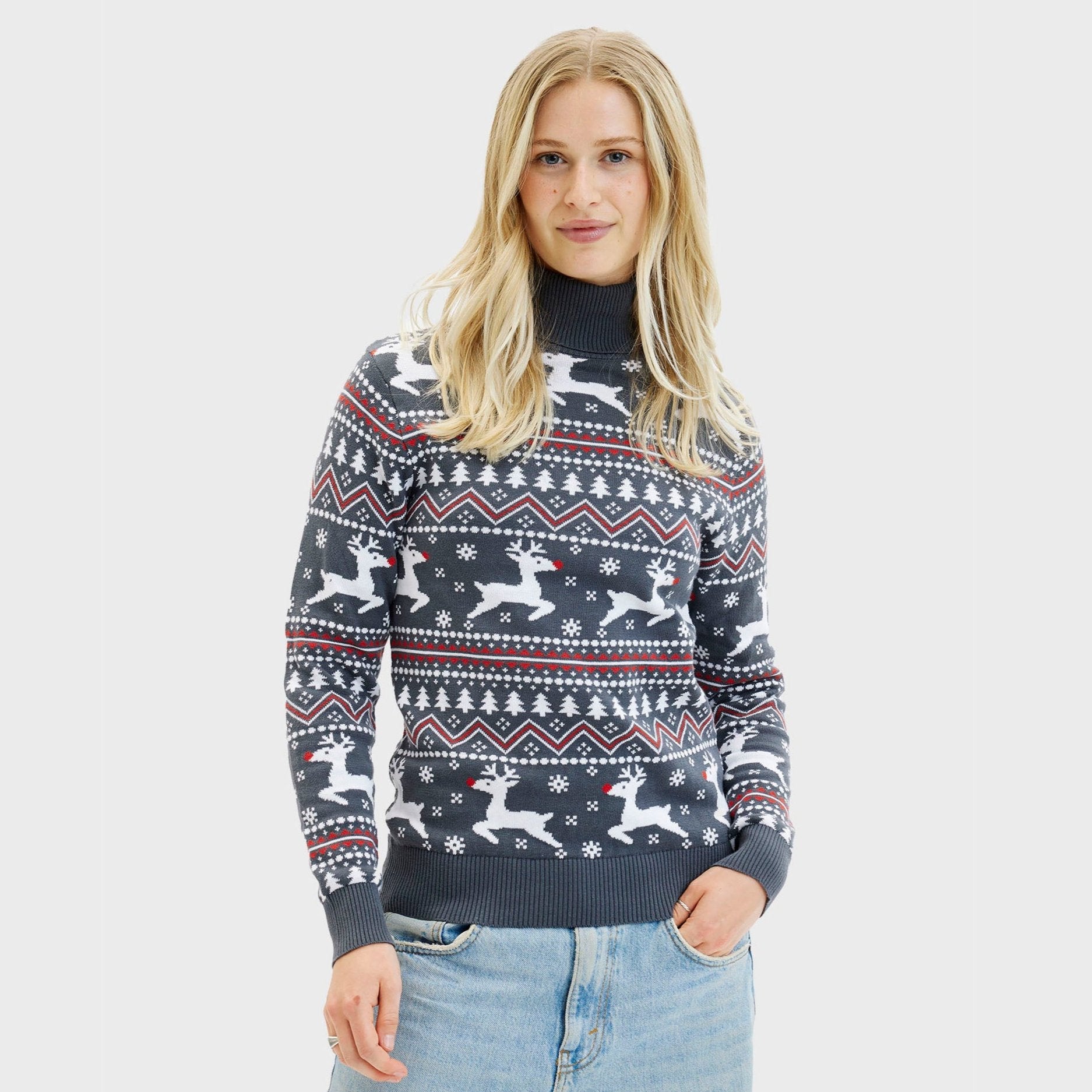 The Stylish Highneck Christmas Sweater β Women